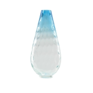 14 Teardrop Shaped Azure Blue Ombre Textured Hand Blown Glass Vase - All