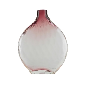 11.5 Disc Shaped Transparent Plum Purple Ombre Hand Blown Glass Vase - All