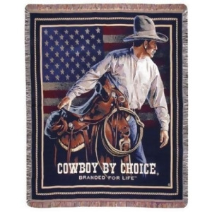 Beginning Trail Cowboy Saddle American Flag Tapestry Throw Blanket 50 x 60 - All