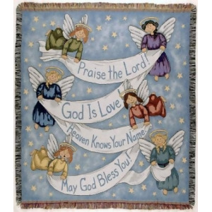 Heaven Knows Your Name Angels Tapestry Throw Blanket 50 x 60 - All
