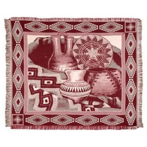 Straw and Clay Southwestern Afghan Throw Blanket 50 x 60 - All