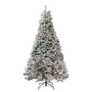 6.5' Pre-Lit Heavily Flocked Pine Medium Artificial Christmas Tree Clear Lights - All