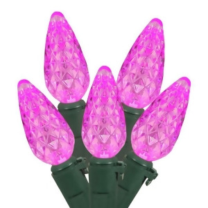 Set of 70 Dusty Hot Pink Led C6 Christmas Lights Green Wire - All