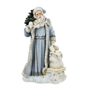 9 Old World Santa in Blue Coat with Tree and Bag of Gifts Christmas Decoration - All