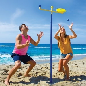 Blue and Yellow Knock 'Em Off Outdoor Backyard Recreational Flying Disc Game Set - All