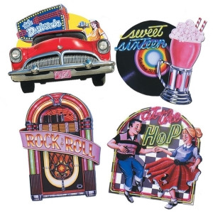 Club Pack of 12 Vintage Style 50's Themed Party Cutout Decorations 14 16.5 - All