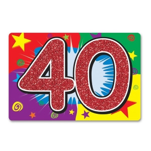 Pack of 12 Vibrant Glittered 40 Happy Birthday Double-Sided Cutout Decorations 15 - All