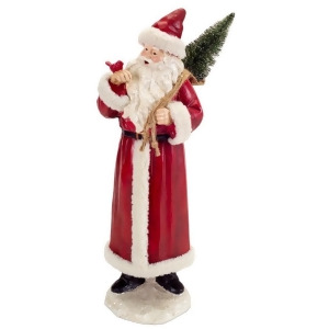 18.5 Rustic Red and White Santa Claus Christmas Figure with Cardinal and Tree - All