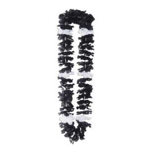 Pack of 12 Black and White Tropical Luau Flower Birthday Party Lei Necklaces 44 - All