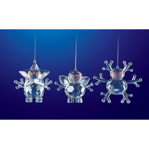 Club Pack of 18 Icy Crystal Decorative Christmas Snowmen w/ Arms Ornaments 3.3 - All
