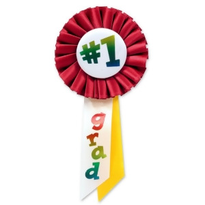 Pack of 6 Multi-Colored #1 Grad Graduation Party Rosette Ribbons 6.5 - All