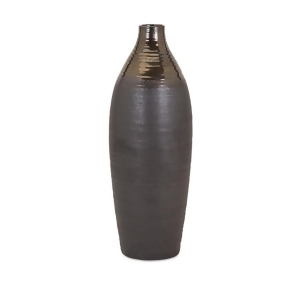 16.75 Dark Mocha Brown and Lustrous Bronze Dipped Decorative Table Accent Vase Large - All