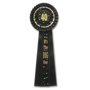 3 Black Over-the-Hill Big One 40th Birthday Party Deluxe Rosette Ribbons 13.5 - All