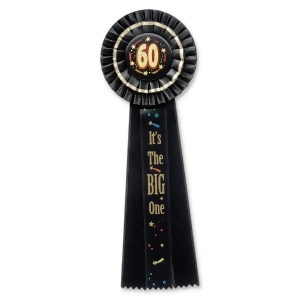 3 Black Over-the-Hill Big One 60th Birthday Party Deluxe Rosette Ribbons 13.5 - All