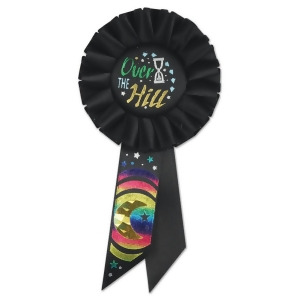 6 Black Over the Hill Happy Birthday Party Celebration Rosette Ribbons 6.5 - All