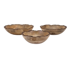Set of 3 Country Rustic Damari Mango Wood Decorative Bowls 10 12 13.25 - All