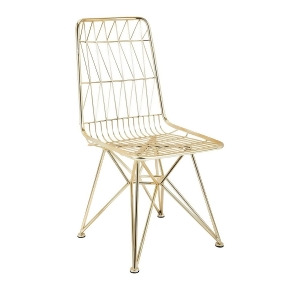 37.5 Gold Geometric Pattern Mid-Century Modern Iron Chair - All