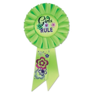 Pack of 6 Lime Green Girls Rule School and Sports Award Rosette Ribbons 6.5 - All
