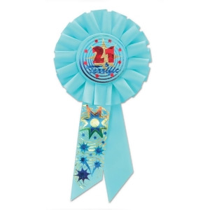 Pack of 6 Blue 21 and Terrific Birthday Party Celebration Rosette Ribbons 6.5 - All