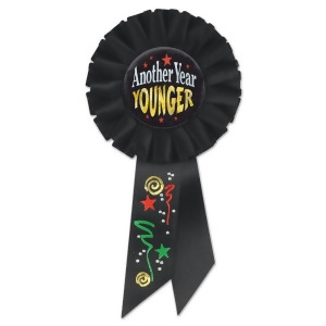 Pack of 6 Black Another Year Younger Birthday Celebration Rosette Ribbons 6.5 - All