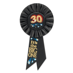 Pack of 6 Black 30 It's The Big One Birthday Celebration Rosette Ribbons 6.5 - All