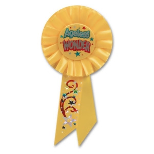 Pack of 6 Yellow Ageless Wonder Birthday Party Celebration Rosette Ribbons 6.5 - All