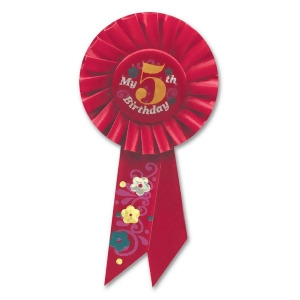 Pack of 6 Red My 5th Birthday Party Celebration Rosette Ribbons 6.5 - All