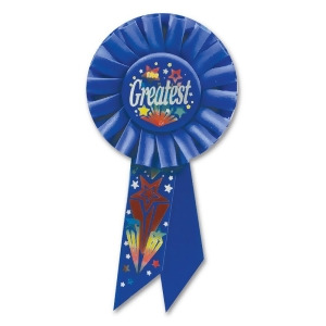 Pack of 6 Blue The Greatest Birthday Party Celebration Rosette Ribbons 6.5 - All