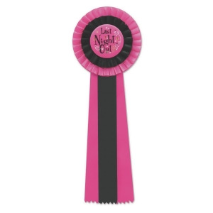 Pack of 3 Pink Black Last Night Out Wedding Bachelorette Rosette Ribbons 13.5 - All
