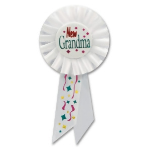 Pack of 6 White New Grandma Baby Shower Party Celebration Rosette Ribbons 6.5 - All