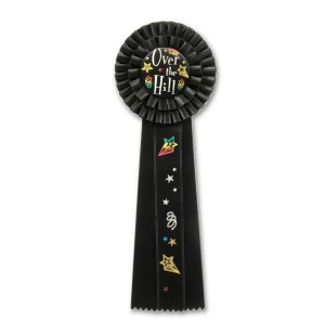 Pack of 3 Black Over The Hill Birthday Party Deluxe Rosette Ribbons 13.5 - All