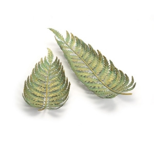 Set of 2 Distressed Finished Green and Gold Glittered Fern Frond Shaped Accent Trays 25 - All