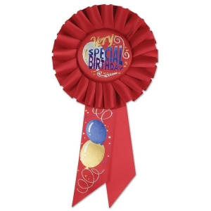 Pack of 6 Red Very Special Birthday Party Celebration Rosette Ribbons 6.5 - All