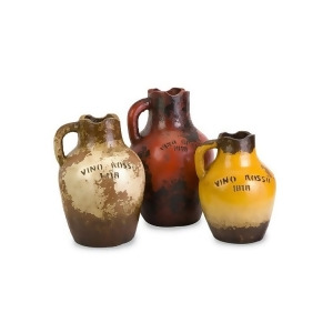 Set of 3 Red Yellow and Brown Vino Rosa Terracotta Decorative Vases with Handle 16.75 - All