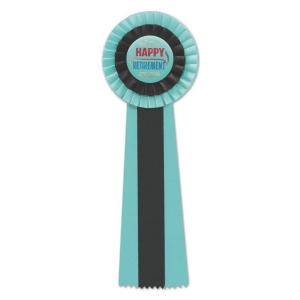 Pack of 3 Aqua and Black Happy Retirement Party Deluxe Rosette Ribbons 13.5 - All