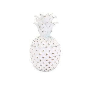 12 Small White Pineapple with Gold Accents Storage Box - All