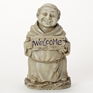12 Manny the Monk Decorative Garden Statue Holding a Welcome Sign - All