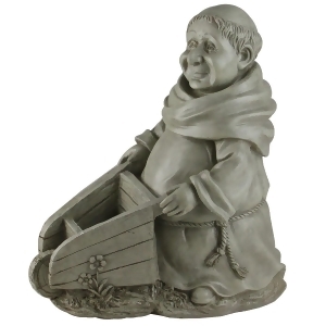 12 Wilber and His Wheelbarrow Decorative Monk Statue Garden Planter - All