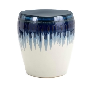 15.25 Deep Ocean Blue and Ivory White Ombre Decorative Patio Garden Stool - All