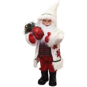 25 Santa in Winter Flannel with Sack of Pine Christmas Figure Table Top Decoration - All