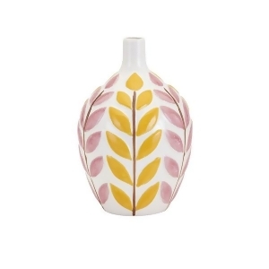 11.25 Floral Blanched White Butterscotch Yellow and Flamingo Pink Bliss Medium Vase - All