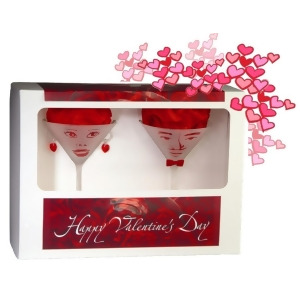 True Love Hand Made Martini Glasses with Valentines Day Message Gift Set 7.25 Oz - All