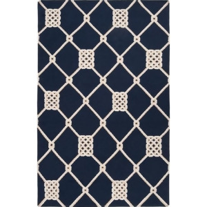 2' x 3' Gated Grandeur White and Blue Hand Woven Wool Reversible Area Throw Rug - All