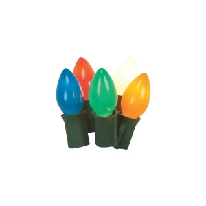 Set of 25 Opaque Multi-Color C7 Christmas Lights Green Wire - All