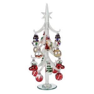 14 Frosted Glass Table Top Christmas Tree with Ornaments - All