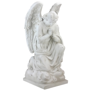 23.5 Distressed Ivory Kneeling Praying Angel Religious Outdoor Garden Statue - All