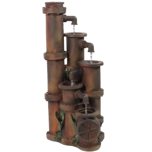 23.5 Rusted Cascading Pipes Outdoor Patio Garden Water Fountain - All