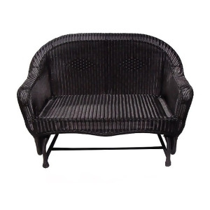 51 Black Resin Wicker Double Glider Patio Chair - All