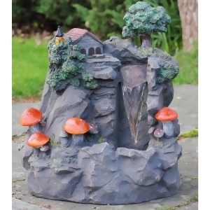 24.5 Solar Led Lighted Mushrooms By Waterfall Outdoor Patio Garden Water Fountain - All