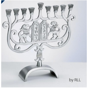 8.5 Polished Silver Tone Hanukkah Traditional Menorah - All